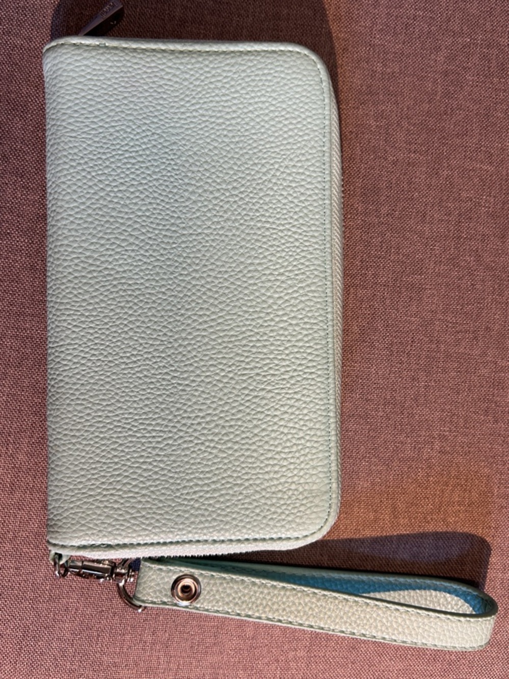 Textured Aqua Zip-Around Wristlet Wallet